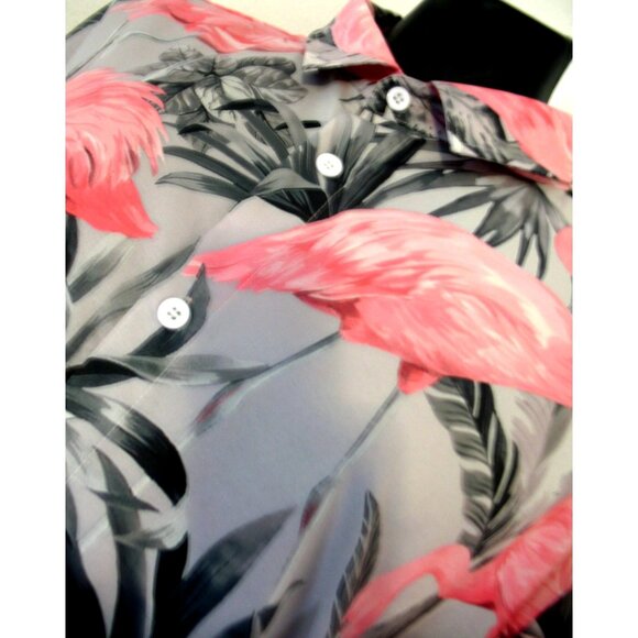 Men’s Hawalili Pink Flamingos Hawaiian Short Sleeve  Colorful Shirt.sz 4xl - Picture 8 of 12